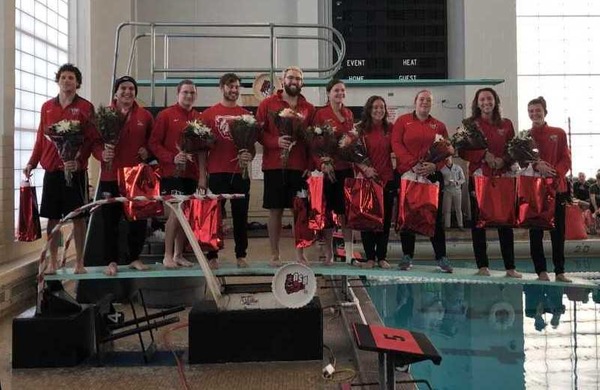 Women's Swimming & Diving Splits Tri-Meet on Senior Day